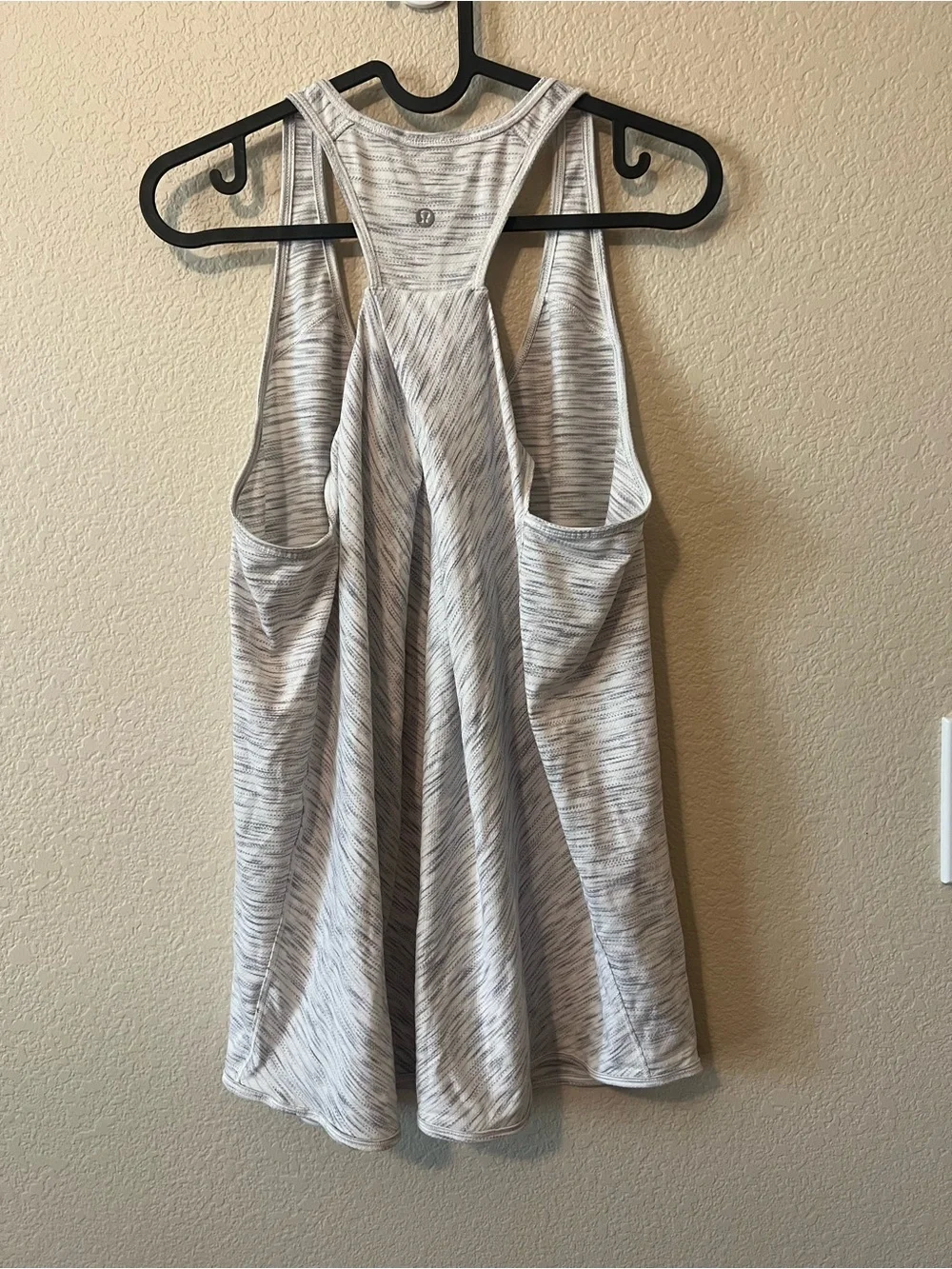 Heathered White & Black Racerback Tank Top